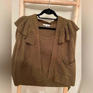 Madewell open cardigan with ruffle